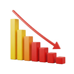 Falling graph isolated on transparent background