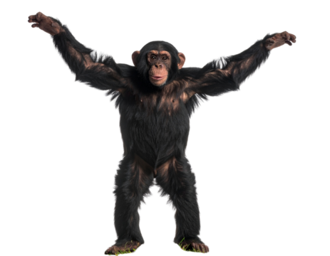 Curious chimpanzee gesture standing pose PNG