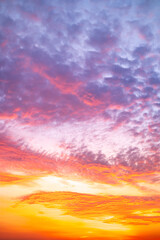 Beautiful , luxury soft gradient orange gold clouds and sunlight on the blue sky perfect for the background, take in evening,Twilight, Large size, high definition landscape photo,Vertical
