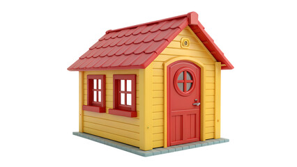 Small Plastic Playhouse with Pitched Roof – Isolated on Transparent Background, PNG, AI Generated