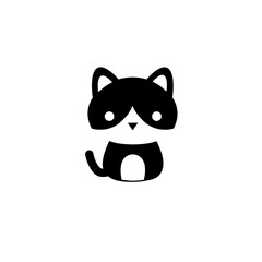 a cute minimalist black and white chibi style icon of a dog