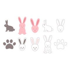 Whimsical Rabbit and Paw Face Vectors for Pet and Children Themes