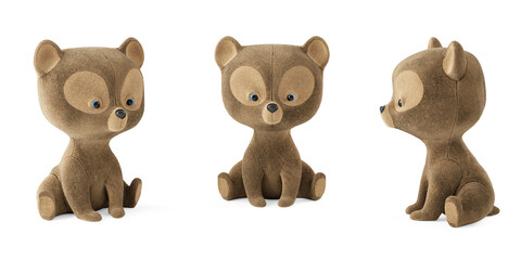 Teddy bear isolated on white background. 3D rendering.