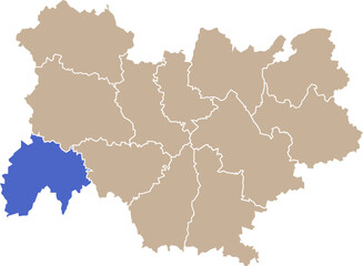 Illustration carte de la région Auvergne-Rhône-Alpes avec département Cantal mis en lumière