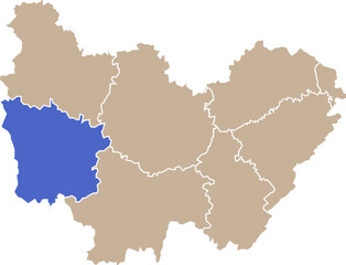 Illustration carte de la région Bourgogne-Franche-Comté avec département Nièvre mis en lumière