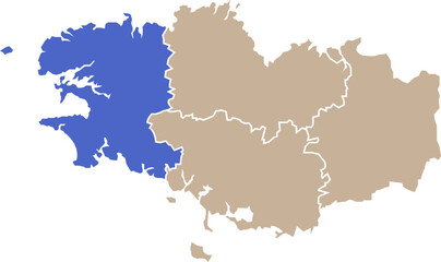 Illustration carte de la région Bretagne avec département Finistère mis en lumière