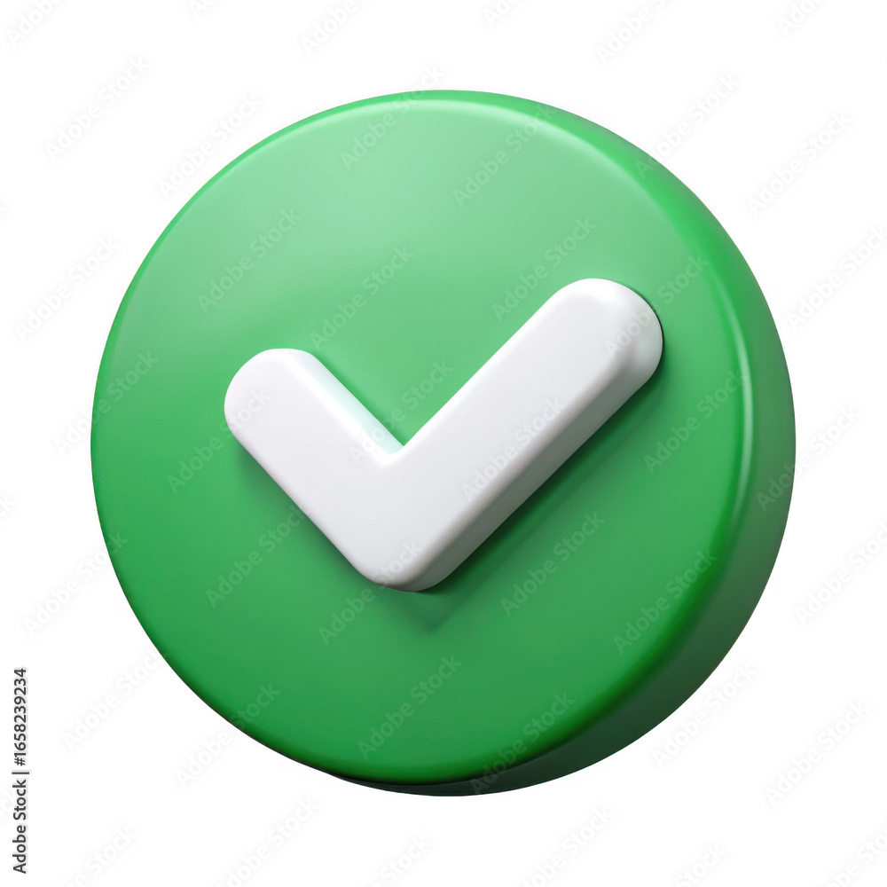 Poster 3d green check mark icon isolated on transparent background