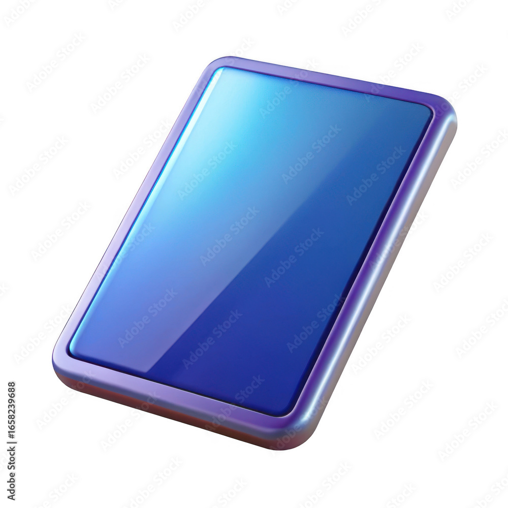 Poster 3d blue digital device with glossy screen isolated on transparent background