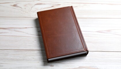 Brown Leather Bound Notebook on White Wooden Table Top