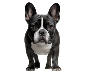 Charming Black and White French Bulldog Portrait isolated on a transparent background