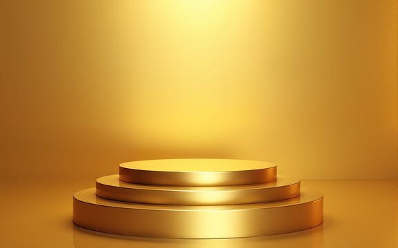 Golden podium and stage background for e-commerce sale promotion. High quality