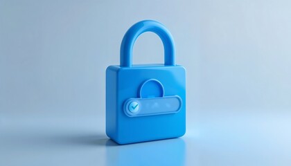 Fototapeta premium Blue Padlock 3D Render - Security Icon - 3D Renderings