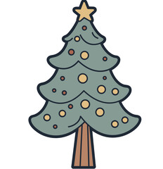 simple cartoon christmas tree decorated - layered cut file 