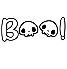 BOO spooky text halloween with skulls - layered cut file -