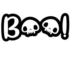 BOO spooky text halloween with skulls - layered cut file -