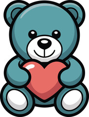 Fototapeta premium Cute Teddy Bear Holding a Heart for Affectionate Greetings and Gifts