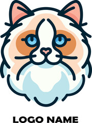 Ragdoll Cat Minimal Line Art logo icon vector white background .