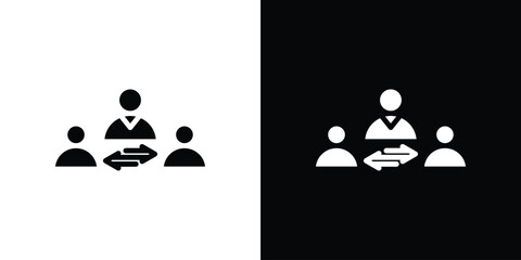 Team Collaboration Icon, Isolated on White and Black Backgrounds