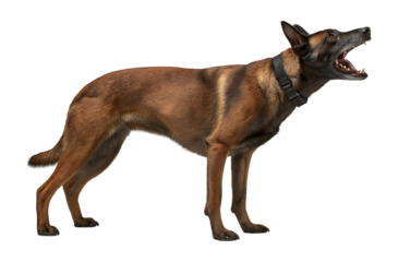 Alert Belgian Malinois Barking: Loyal Canine Protector isolated on a transparent background