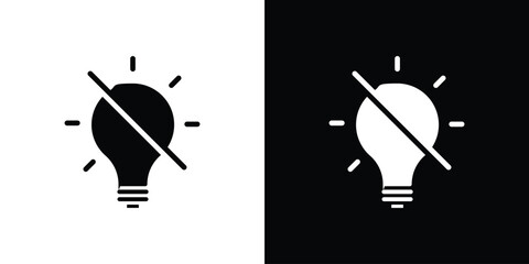 Lightbulb Icon with Cross, Isolated on White and Black Backgrounds