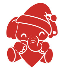 cute baby christmas elephant with heart - layered cut file -