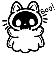 cute spooky kitty ghost - layered cut file - halloween clip art