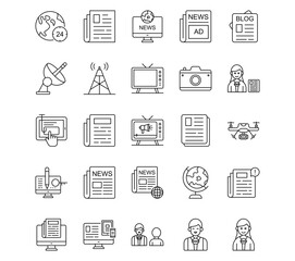News and Media Line Icons