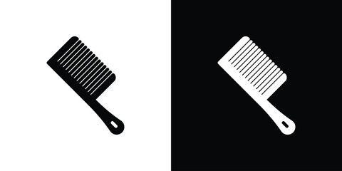 Comb Icon in Diagonal Position with Black and White Backgrounds