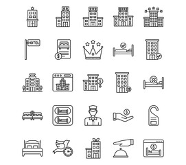 Hotel Management Line Icons