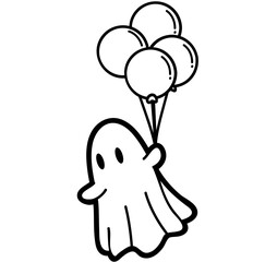 cute ghost with balloon spooky halloween layered cut file