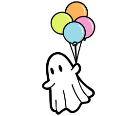 cute ghost with balloon spooky halloween layered cut file