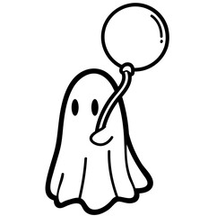 cute ghost with balloon spooky halloween layered cut file
