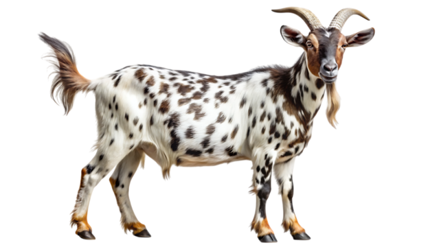 Hyper-Realistic Barbari Goat with Spotted Coat – Isolated on Transparent Background, AI Generated