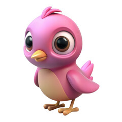 Fototapeta premium 3d adorable pink cartoon bird character