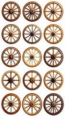 Wooden wagon wheel illustrations