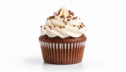 chocolate cupcake isolated on white