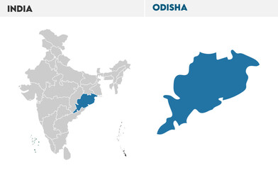 Odisha administrative map, Indian states, suitable for education, business, presentations, print, web use, and creative geographic projects. Indian union territory.