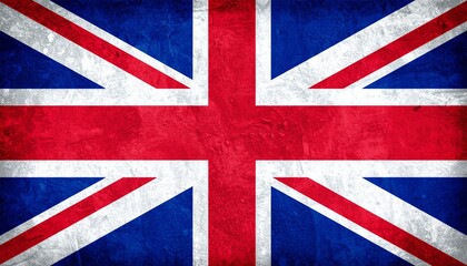 United Kingdom national flag (Union Jack) featuring layered red, white, and blue crosses on a textured background