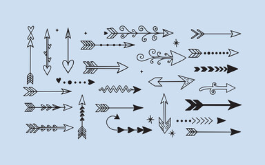 Obraz premium Collection of hand drawn arrows in various styles and designs