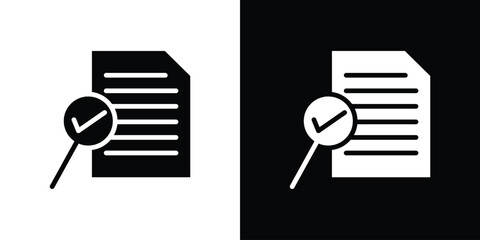 Document Icon with Check Mark, Isolated on White and Black Backgrounds