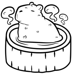 cute funny capibara in hot tub