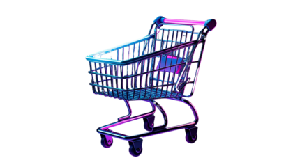 Futuristic Elegance. Shopping cart concept isolated on transparent background