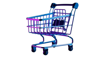 Futuristic Elegance. Shopping cart concept isolated on transparent background