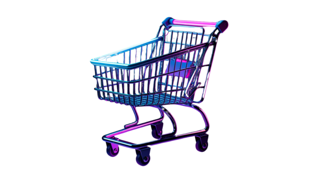 Futuristic Elegance. Shopping cart concept isolated on transparent background