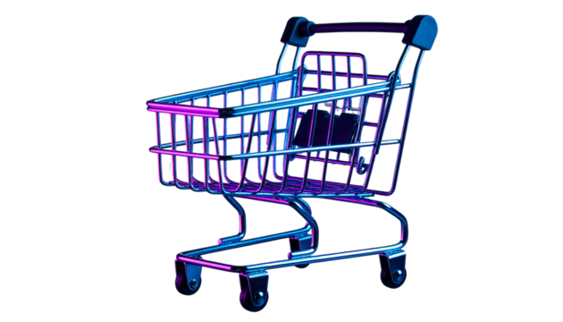 Futuristic Elegance. Shopping cart concept isolated on transparent background