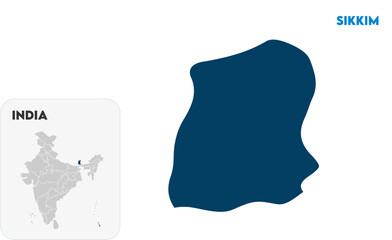 Sikkim Indian states, Indian states, suitable for education, business, presentations, print, web use, and creative geographic projects. Indian union territory.