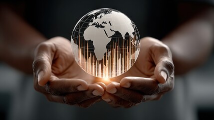 Hands Holding Translucent Globe with Internal Bars
