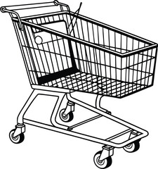 Empty shopping cart side view graphic design silhouette