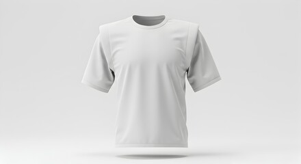 White Stylish Padded Shoulder T-Shirt Mockup on White Background