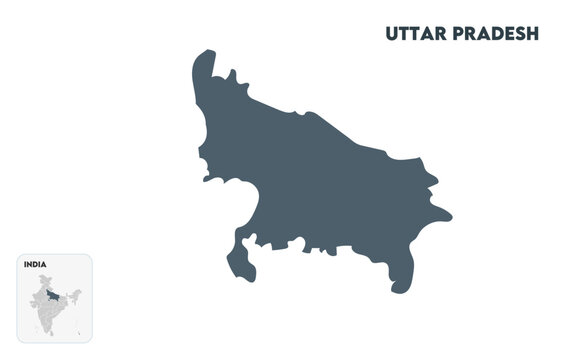 Uttar pradesh map design, Indian states, suitable for education, business, presentations, print, web use, and creative geographic projects. Indian union territory.